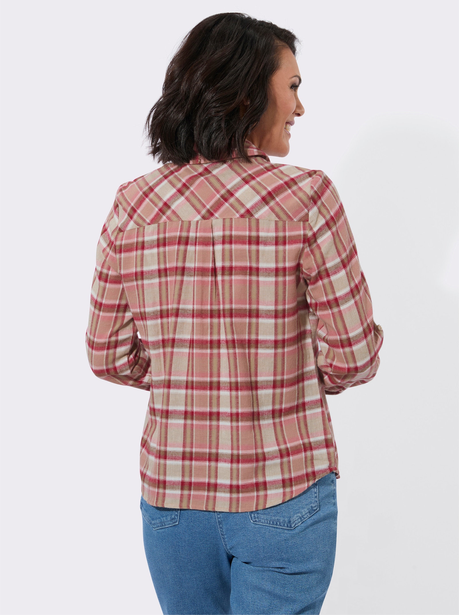 Flanellbluse im gewebten Karomuster - sesam-rosenholz-kariert