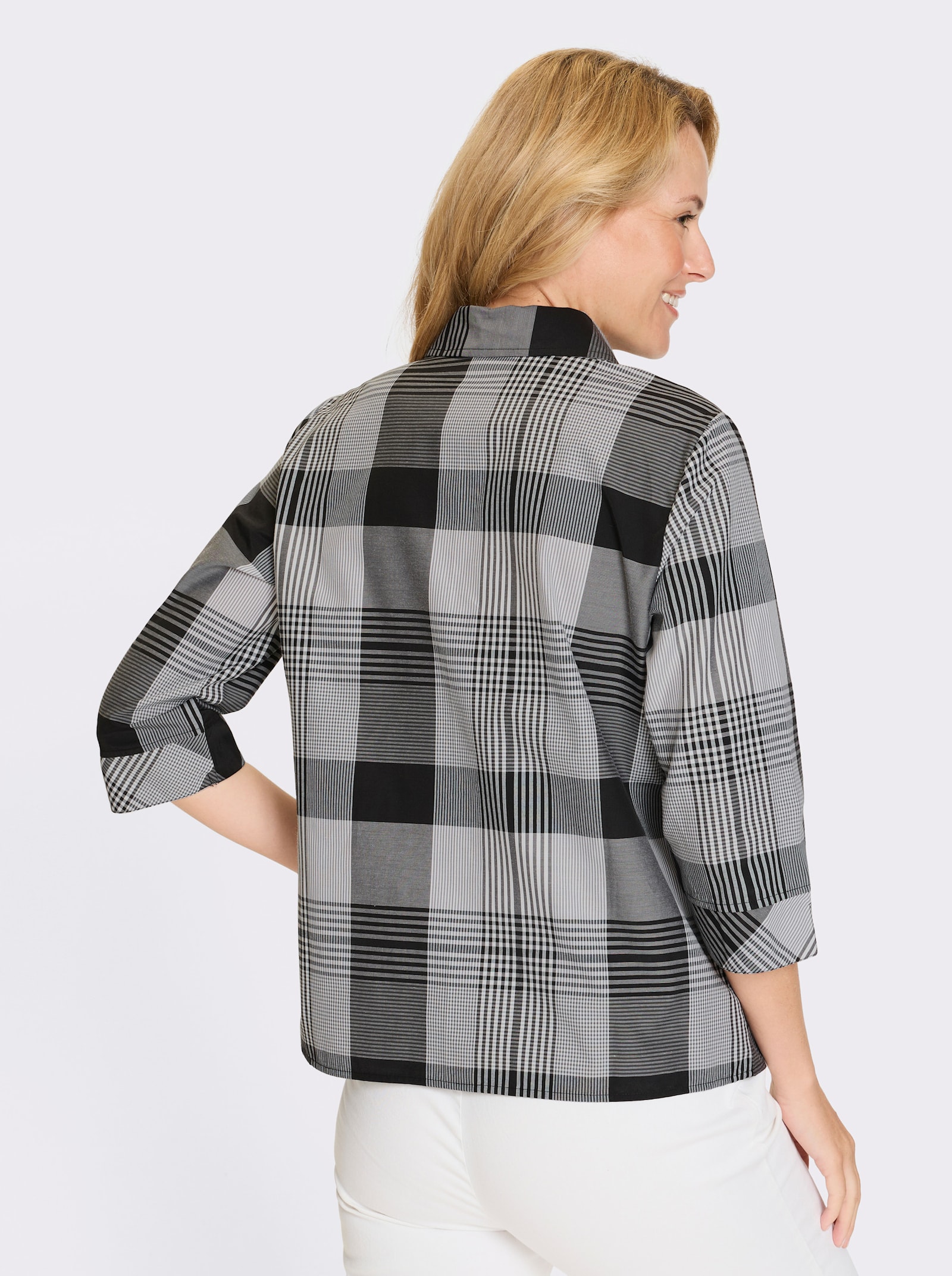 Károvaná blúzka - Čierna a biela skontrolovať