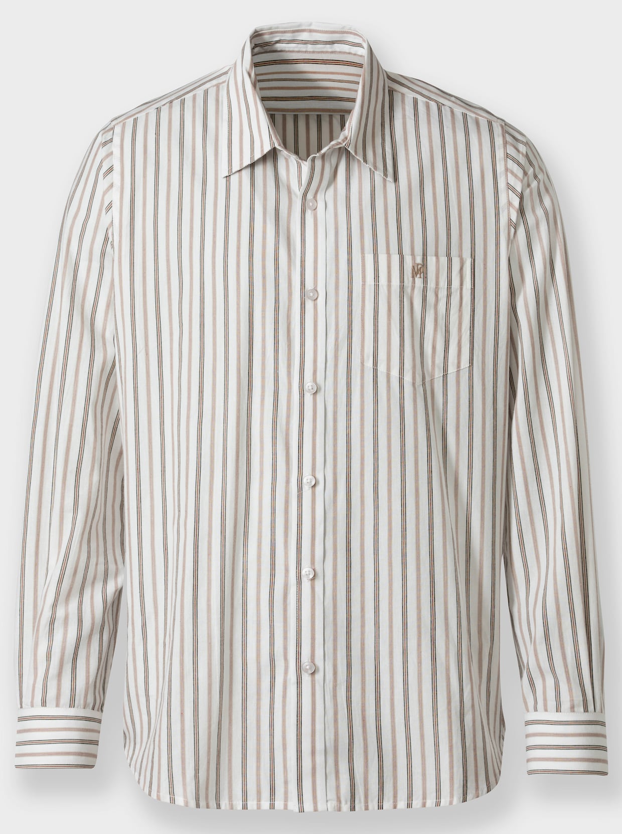 Marco Donati Hemd met lange mouwen - sesam/wit gestreept