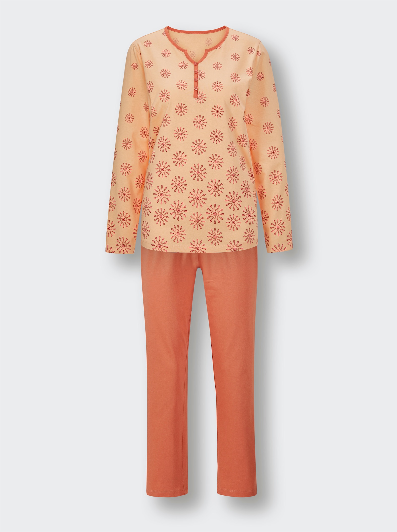 wäschepur Schlafanzüge mit Kontrastpaspel - kalkmint + papaya