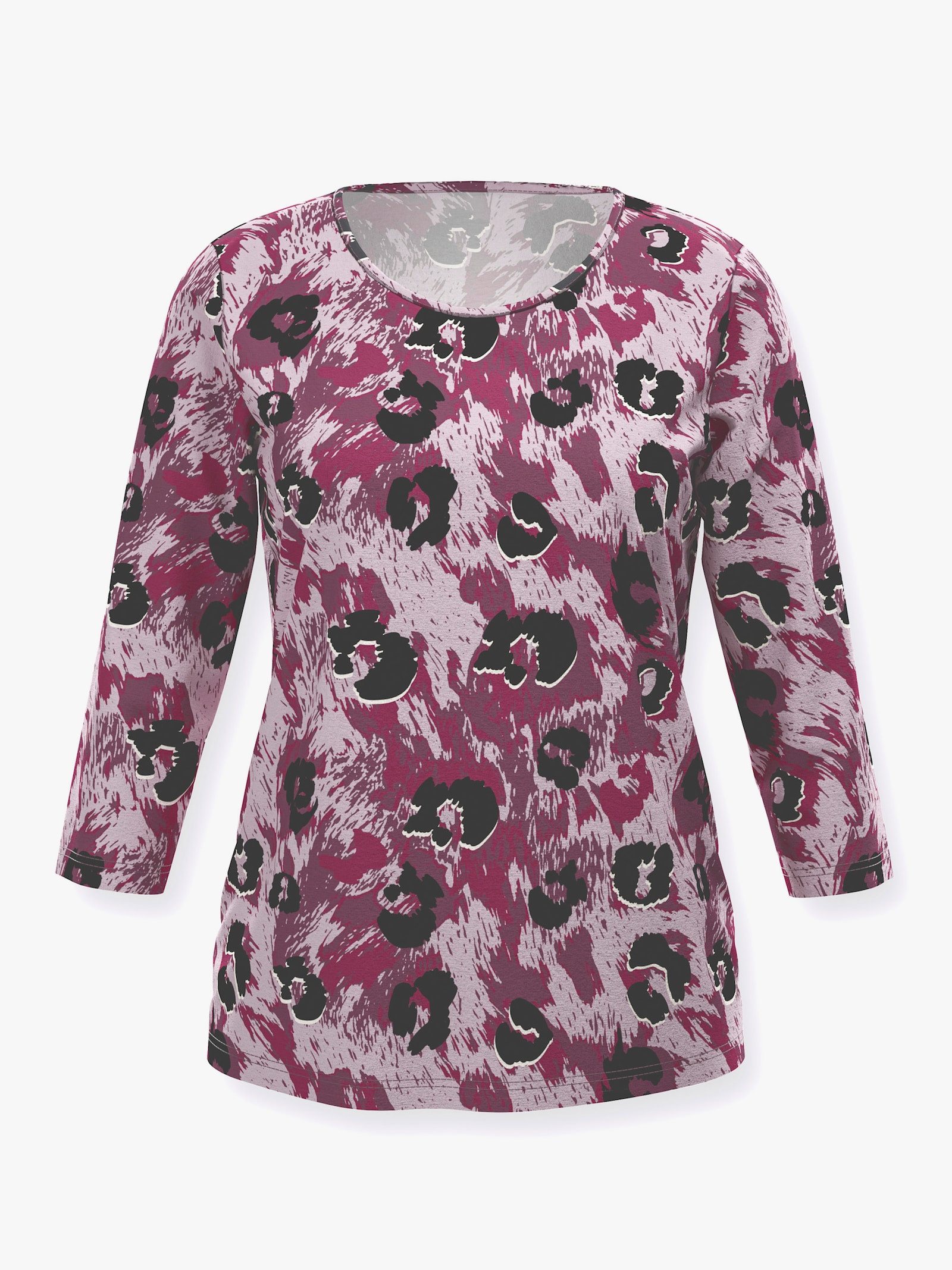 3/4-Arm-Shirt im Animal-Dessin - bordeaux-mauve-bedruckt