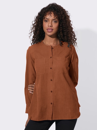  Langarmbluse in Cord-Qualität - cognac