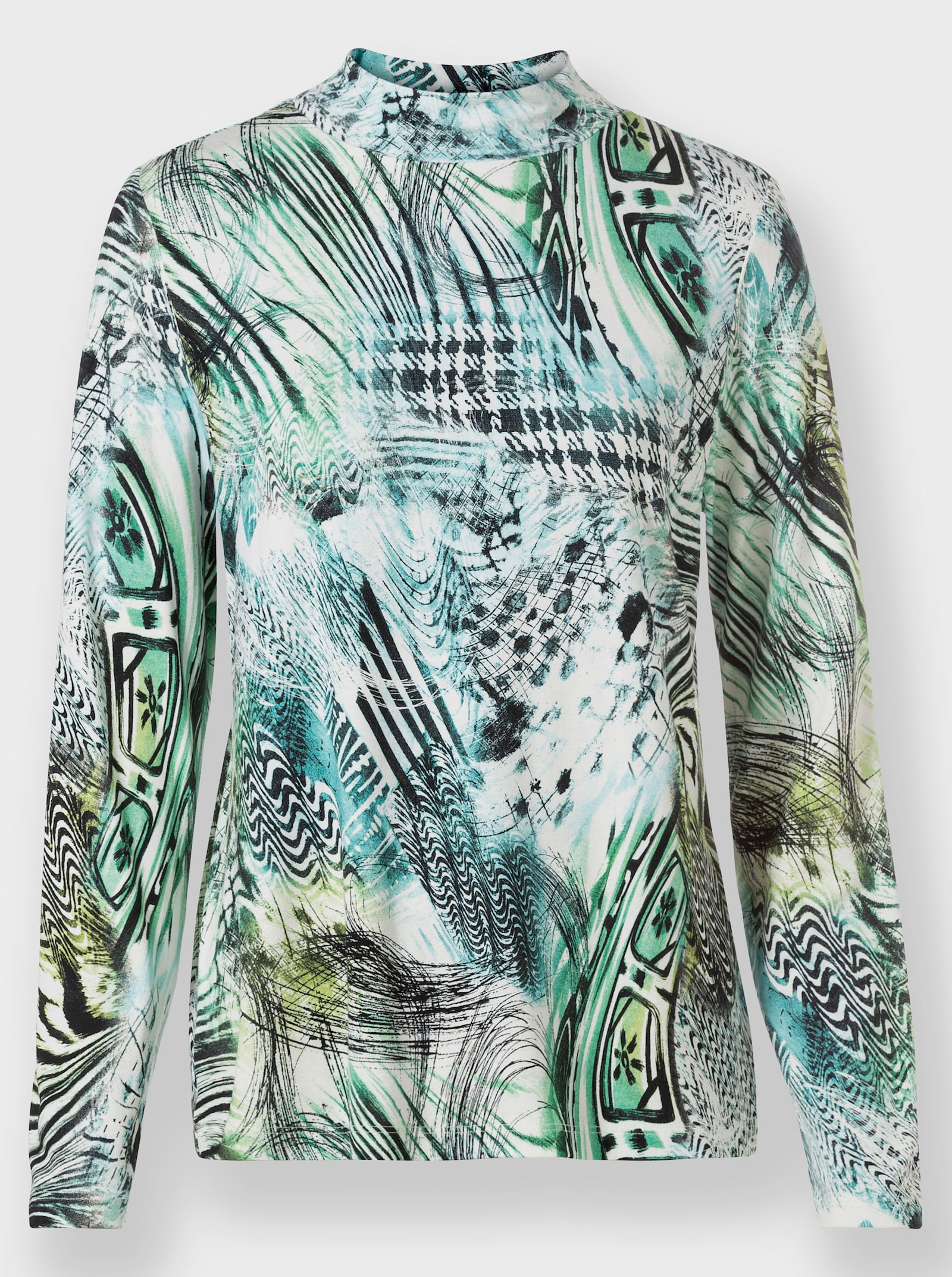 Langarmshirt im Dessin- und Farbmix - ozean-ecru-bedruckt