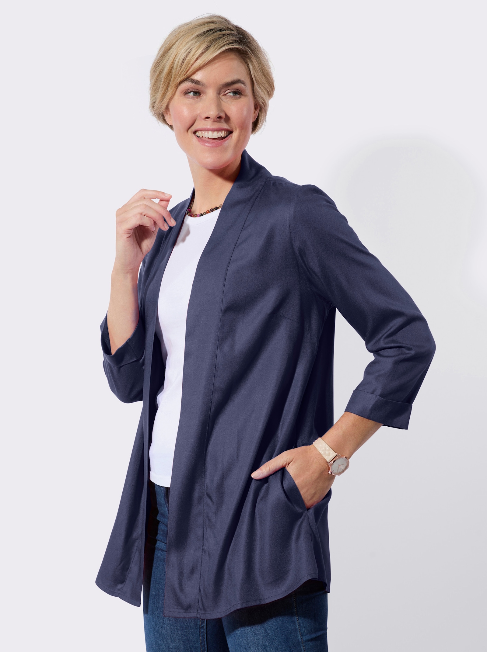 Blusenjacke in feuchtigkeitsregulierender Qualität - marine