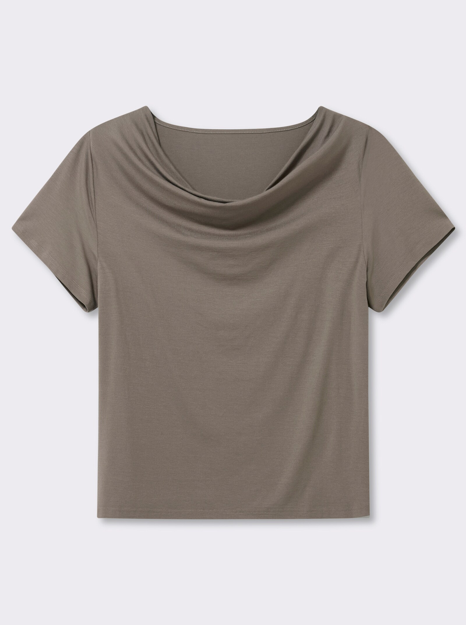 Wasserfallshirt mit kurzen Ärmeln - taupe