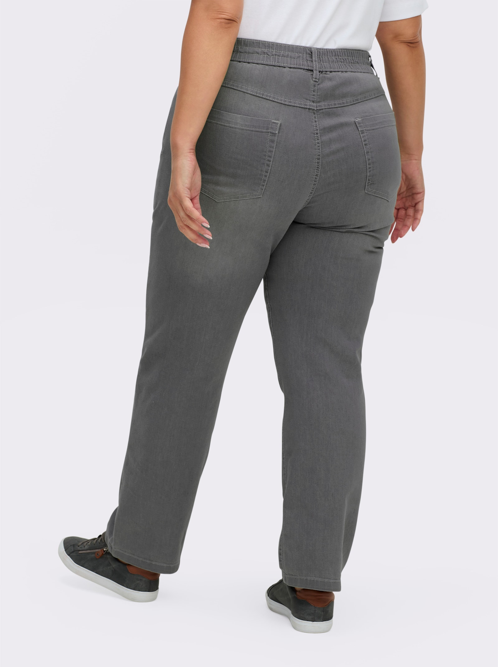 High-waist-Jeans mit hohem Rundum-Dehnbund - grey-denim