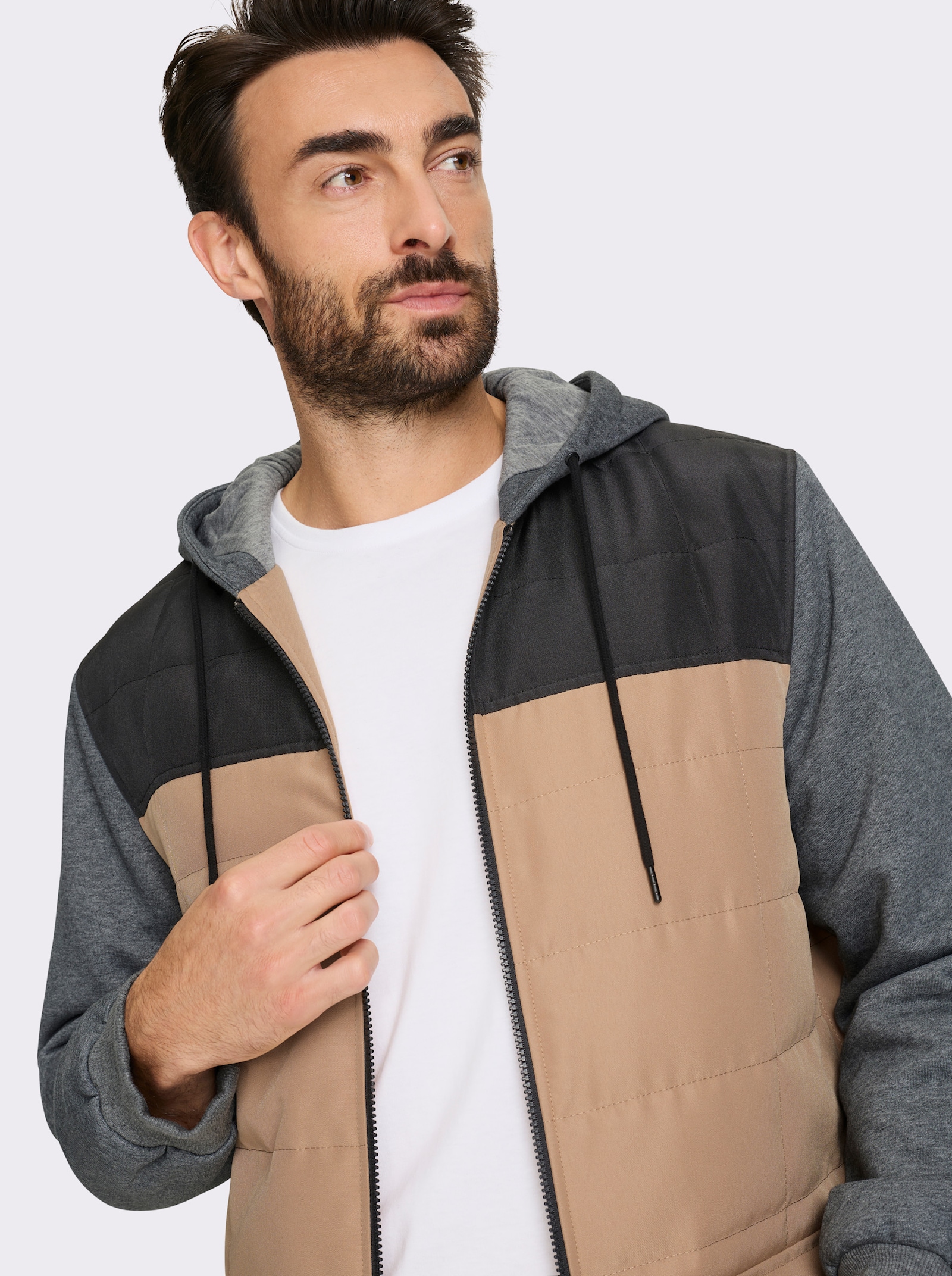 Marco Donati Blousonjacke in 2-in-1-Optik - camel-anthrazit-meliert