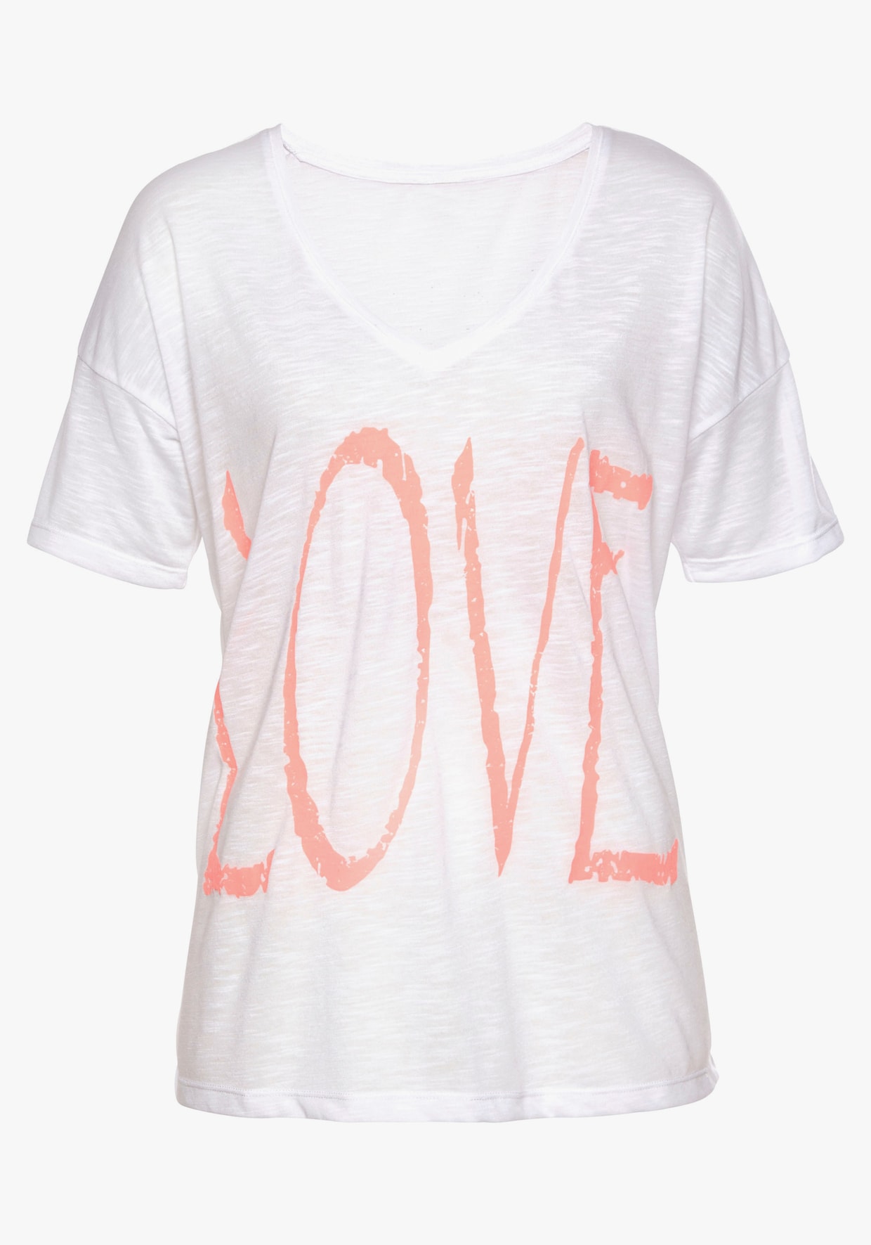 Vivance V-Shirt - weiss-neonorange