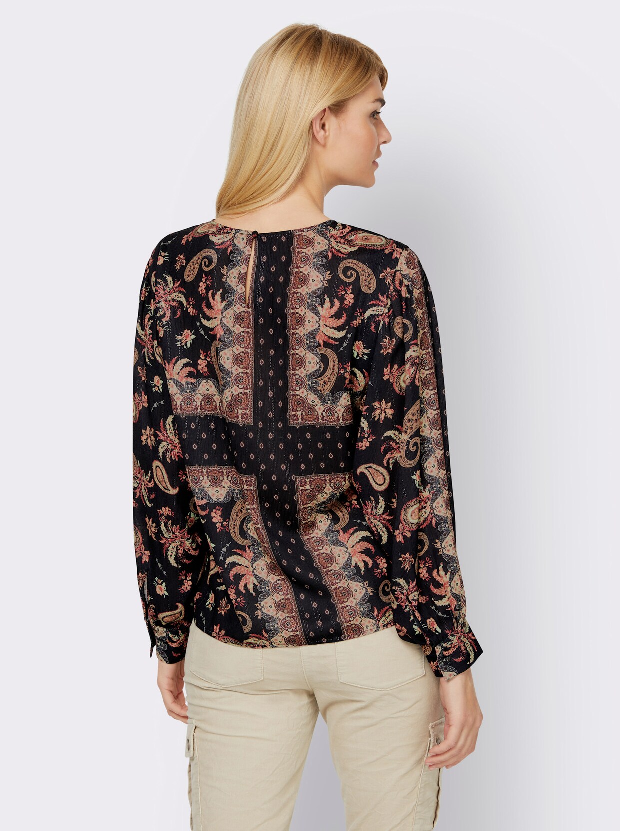 heine Blouse met print - zwart/roodbruin bedrukt