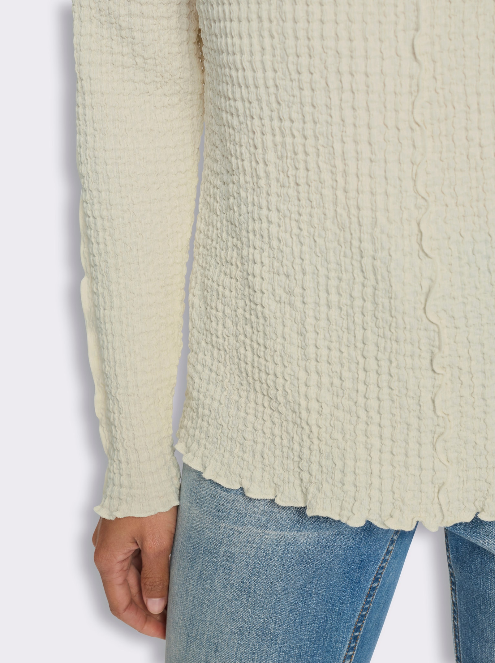 heine Langarmshirt mit Ziernähten - champagner