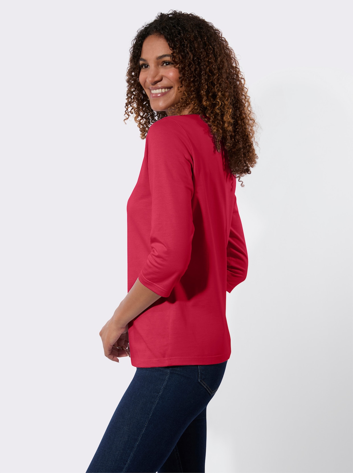 3/4-Arm-Shirt - rot + ecru
