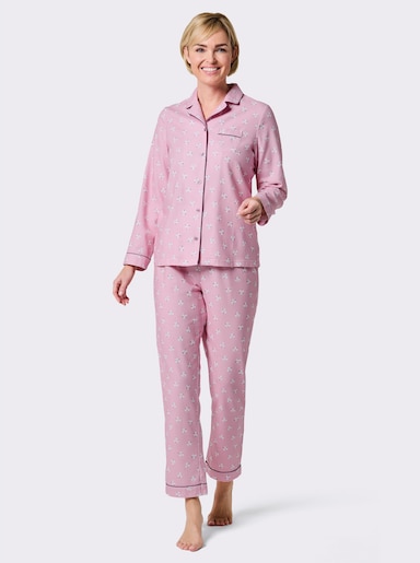 wäschepur Pyjama in Finette-Qualität - rosé-bedruckt