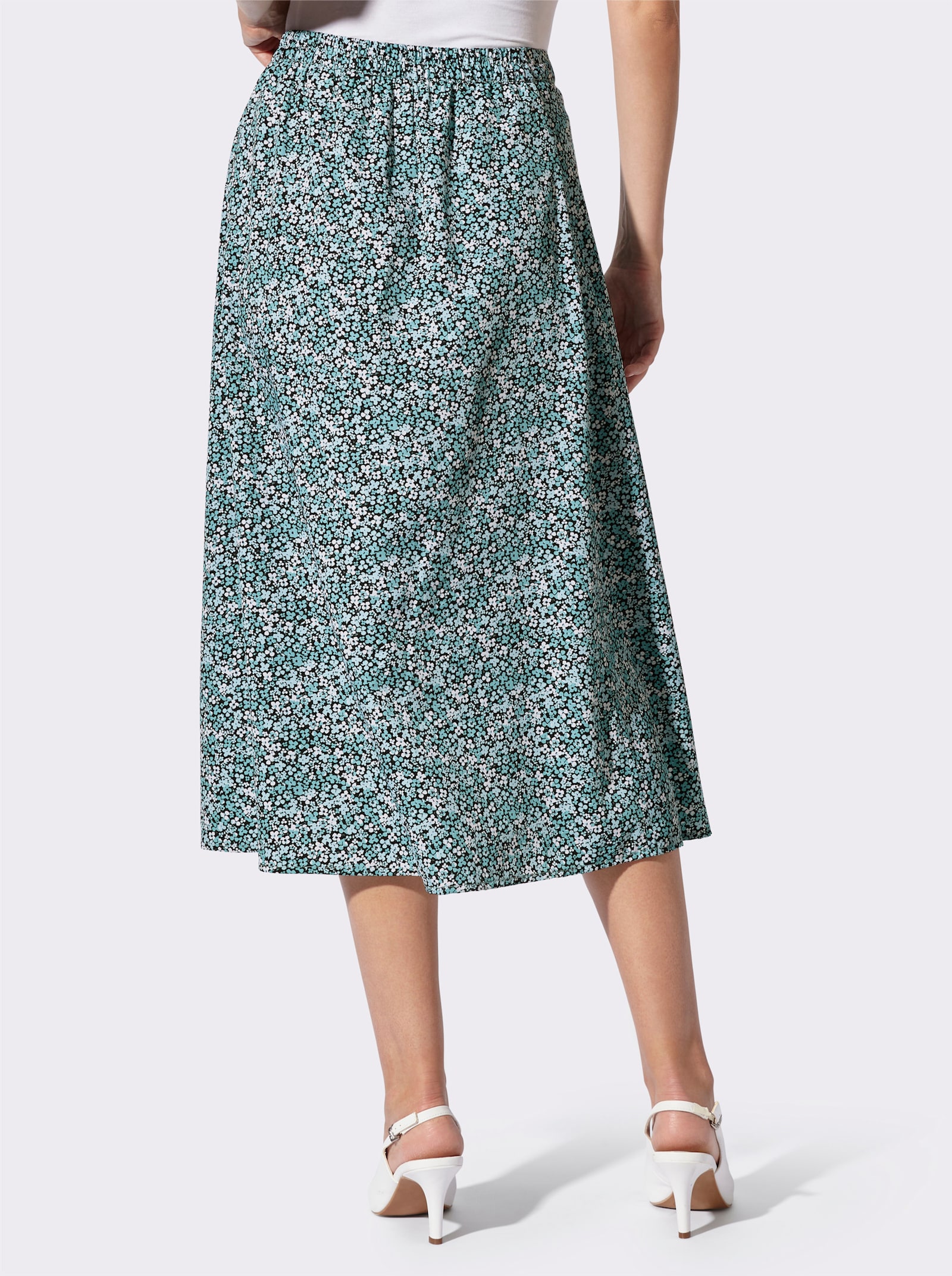 Schlupfrock mit Zierknopfleiste - ozean-weiß-bedruckt