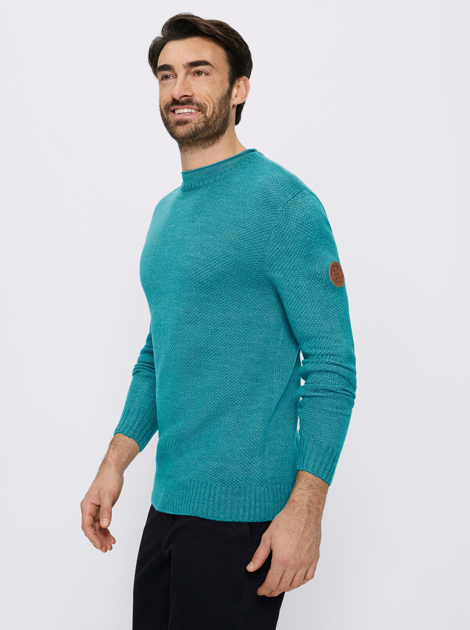 Catamaran Rundhalspullover mit Struktur-Strickmuster - türkis