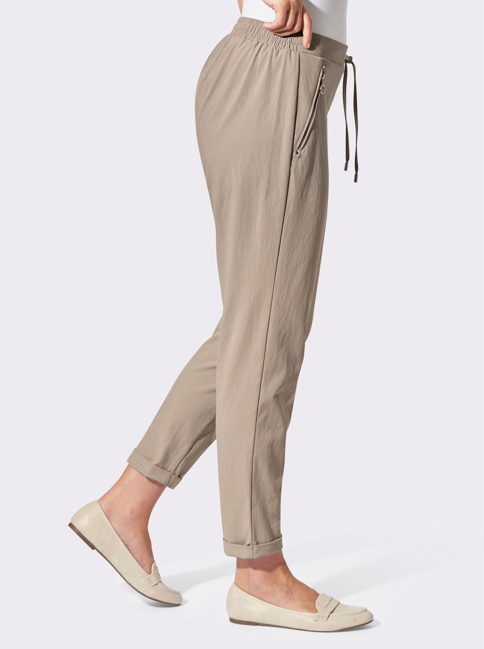 Schlupfhose mit silberfarbigen Details - sesam