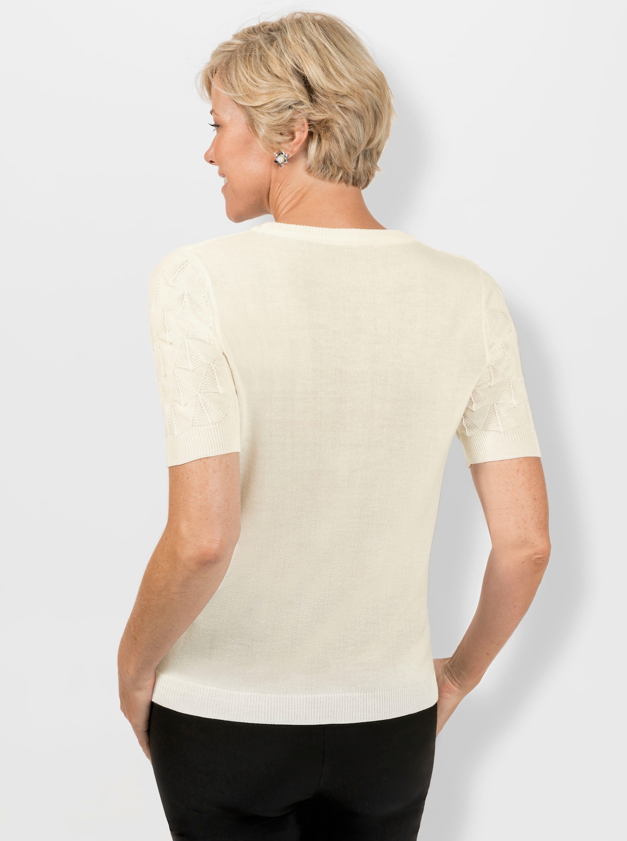 Pullover met korte mouwen - ecru