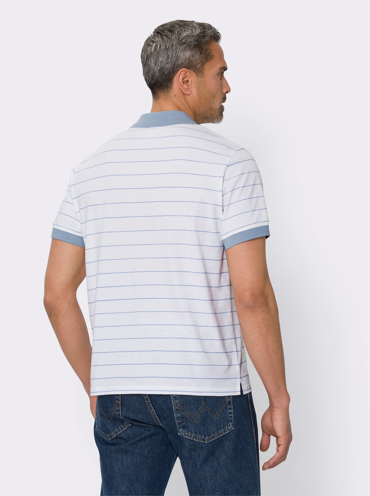 Poloshirt - ecru/bleu geprint