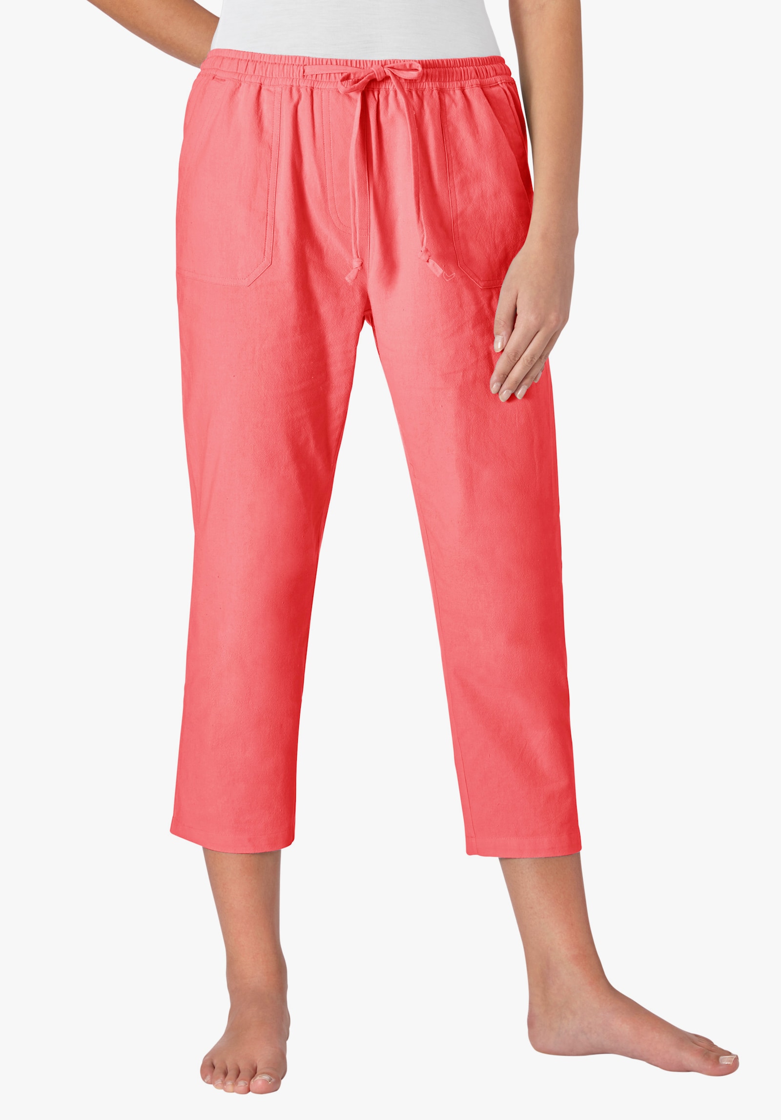 Schlupfhose aus bügelarmer Strukturware - korallenrot