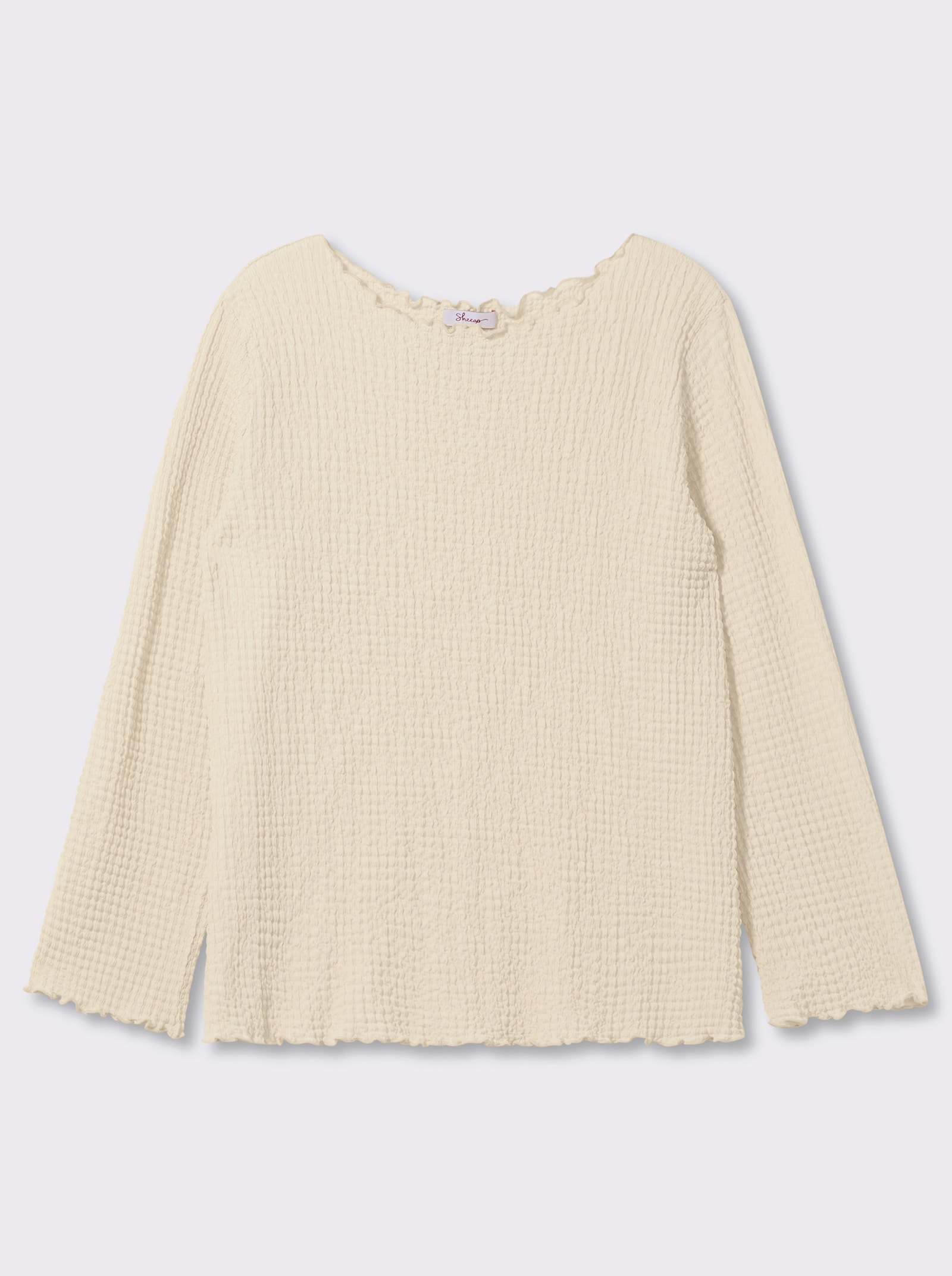 sheego Langarmshirt aus stretchiger Smok-Qualität - champagner
