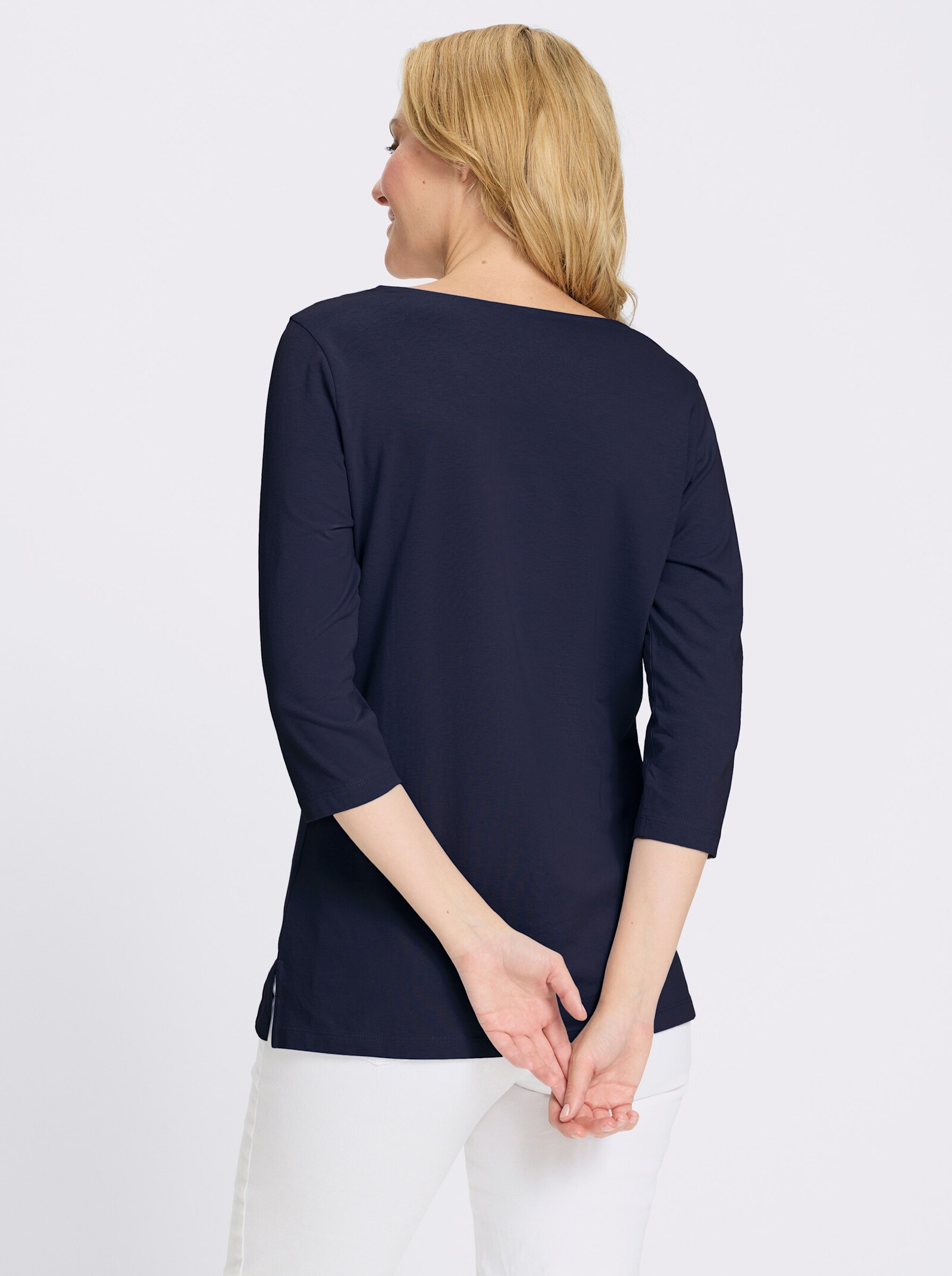 Longshirt mit überlappendem V-Ausschnitt - marine