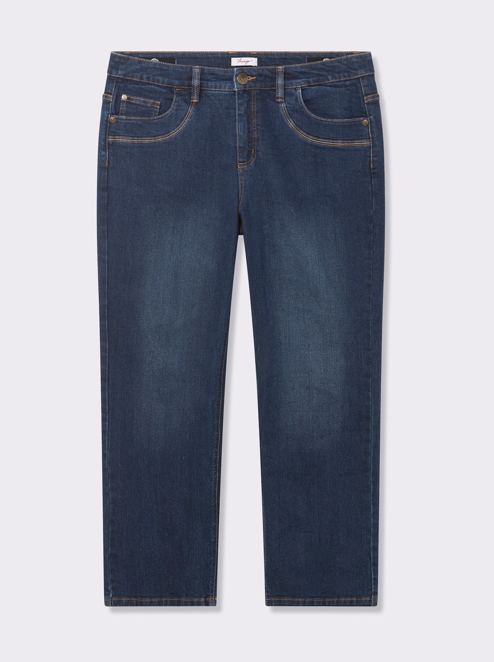sheego Rechte jeans met knoopsgatelastiek - dark-blue