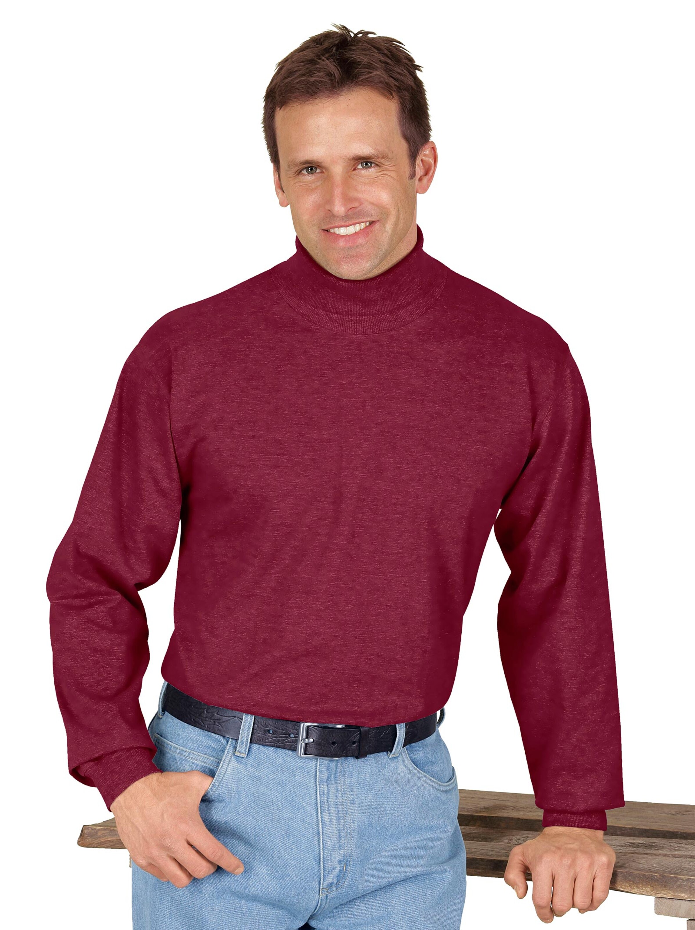 Rollkragen-Shirt - bordeaux