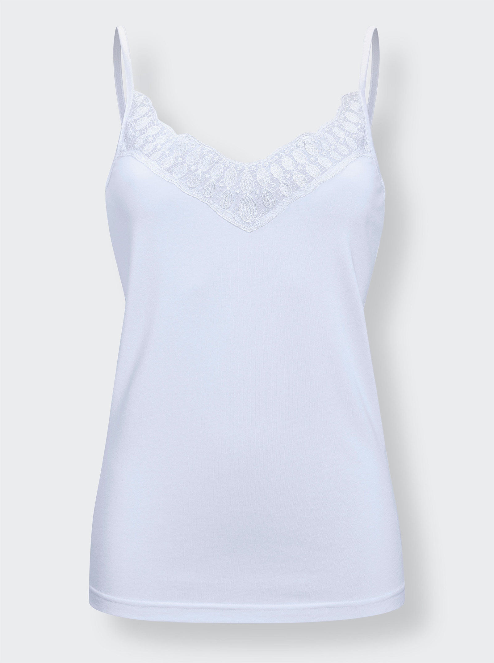 wäschepur Trägerhemd mit Spitzenbesatz - weiß