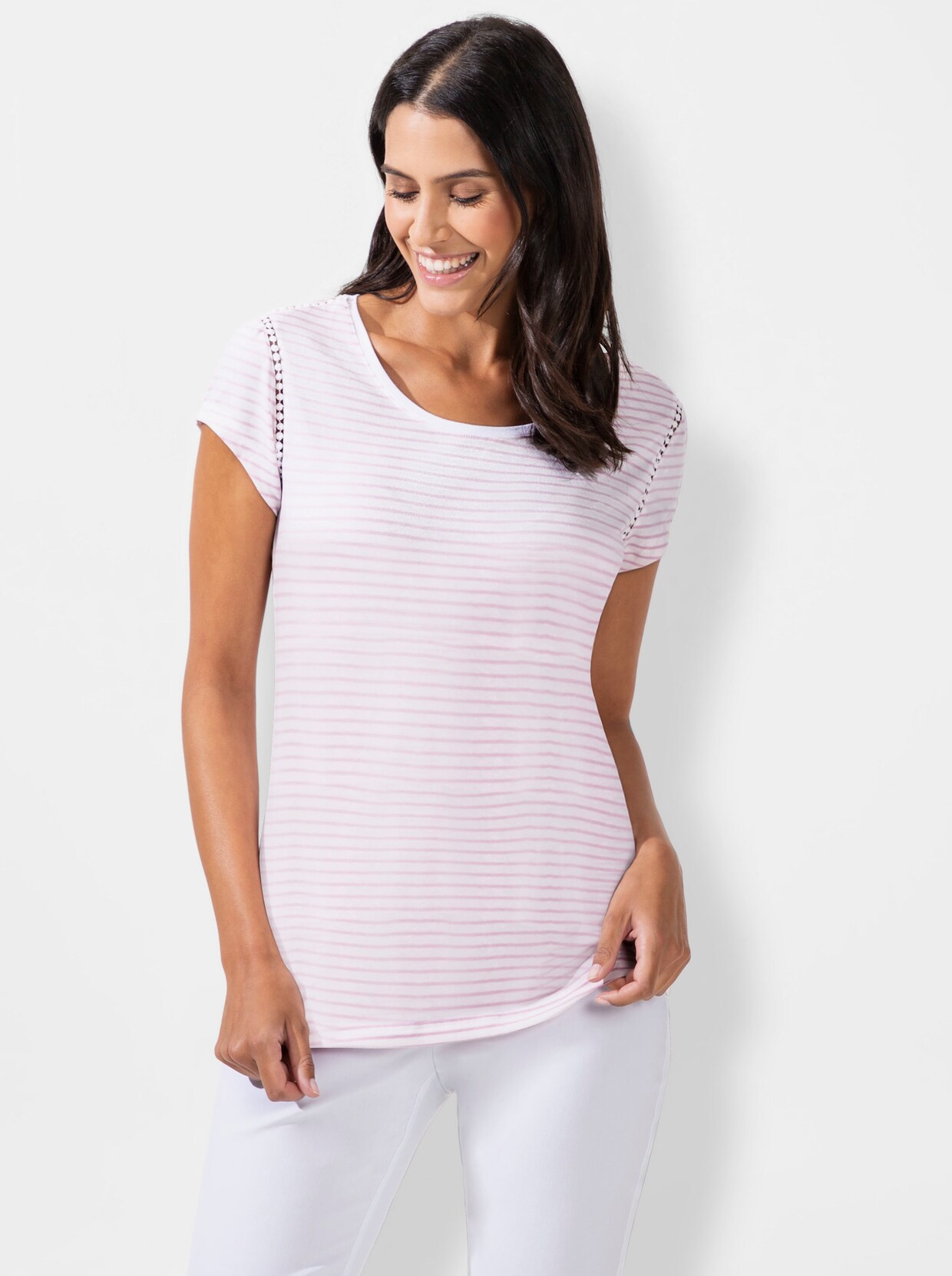 Streifenshirt - rosé-gestreift
