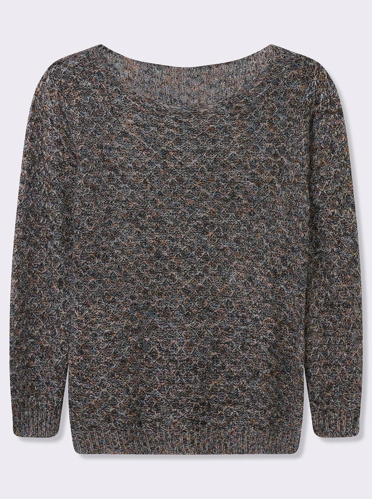 Rundhalspullover mit Multicolor-Garn - schwarz-gemustert