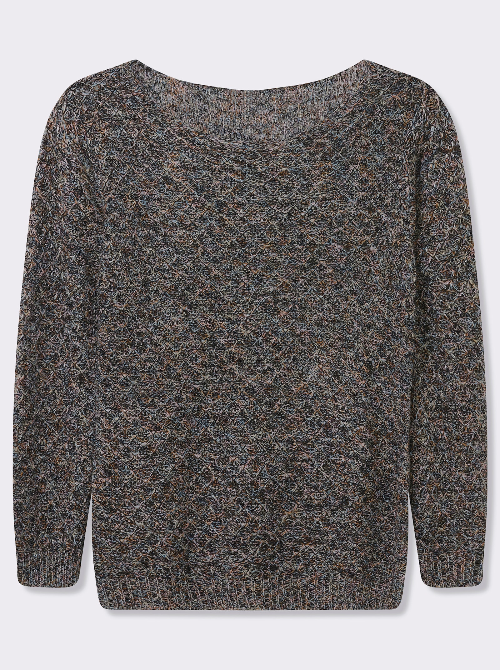 Rundhalspullover mit Multicolor-Garn - schwarz-gemustert