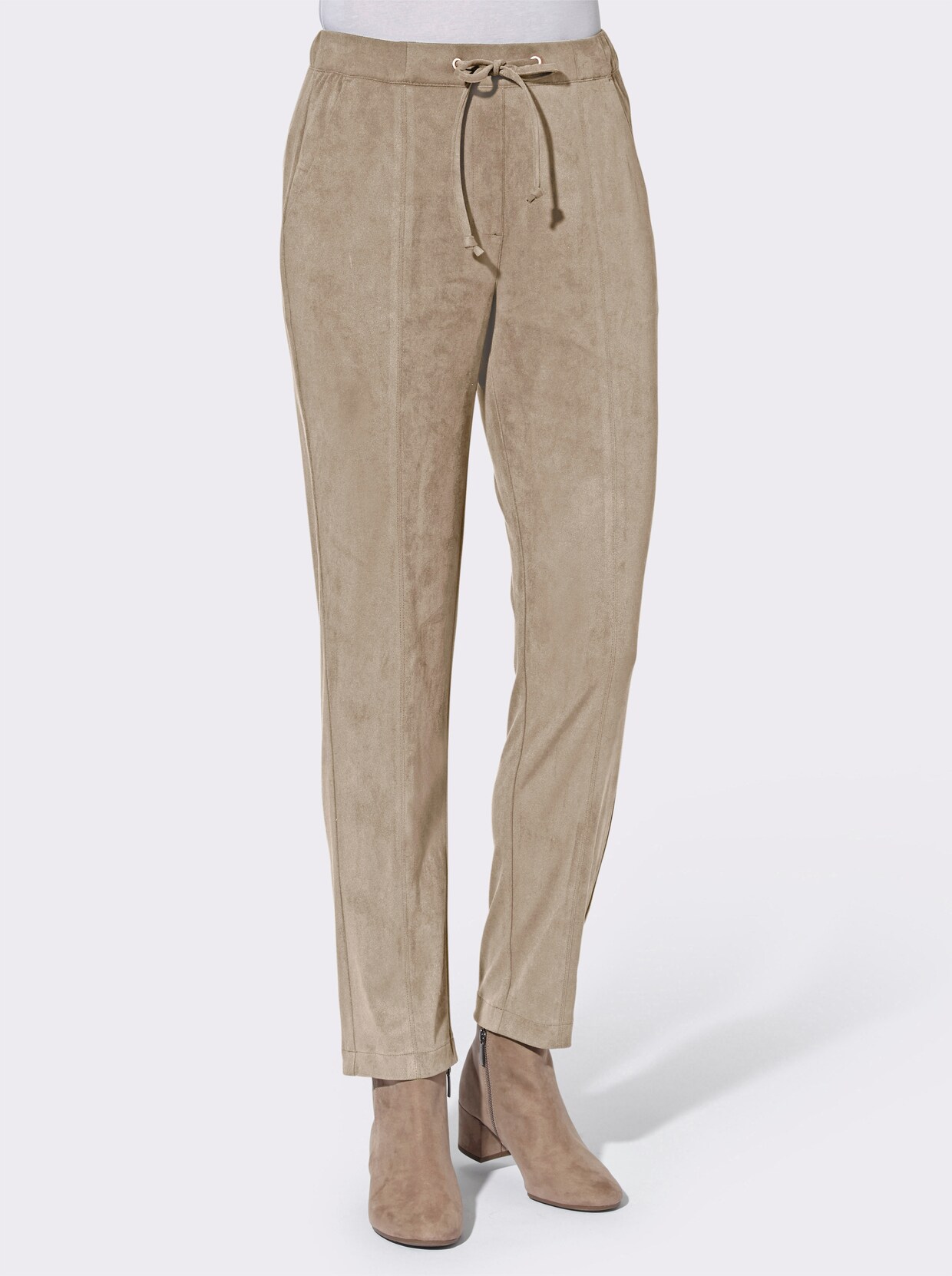 Broek van imitatieleer - beige