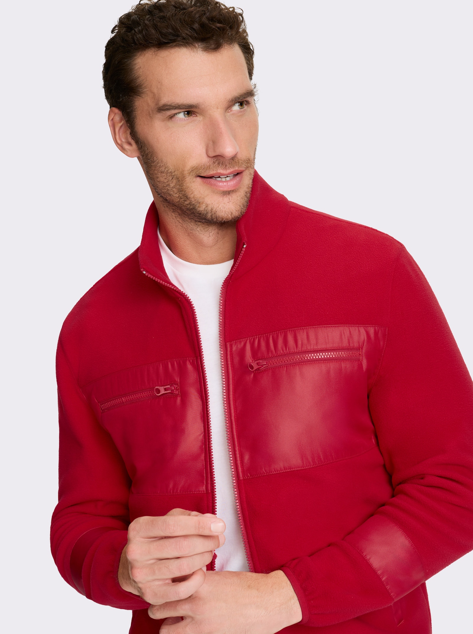 Marco Donati Fleecejack met 4 zakken - rood