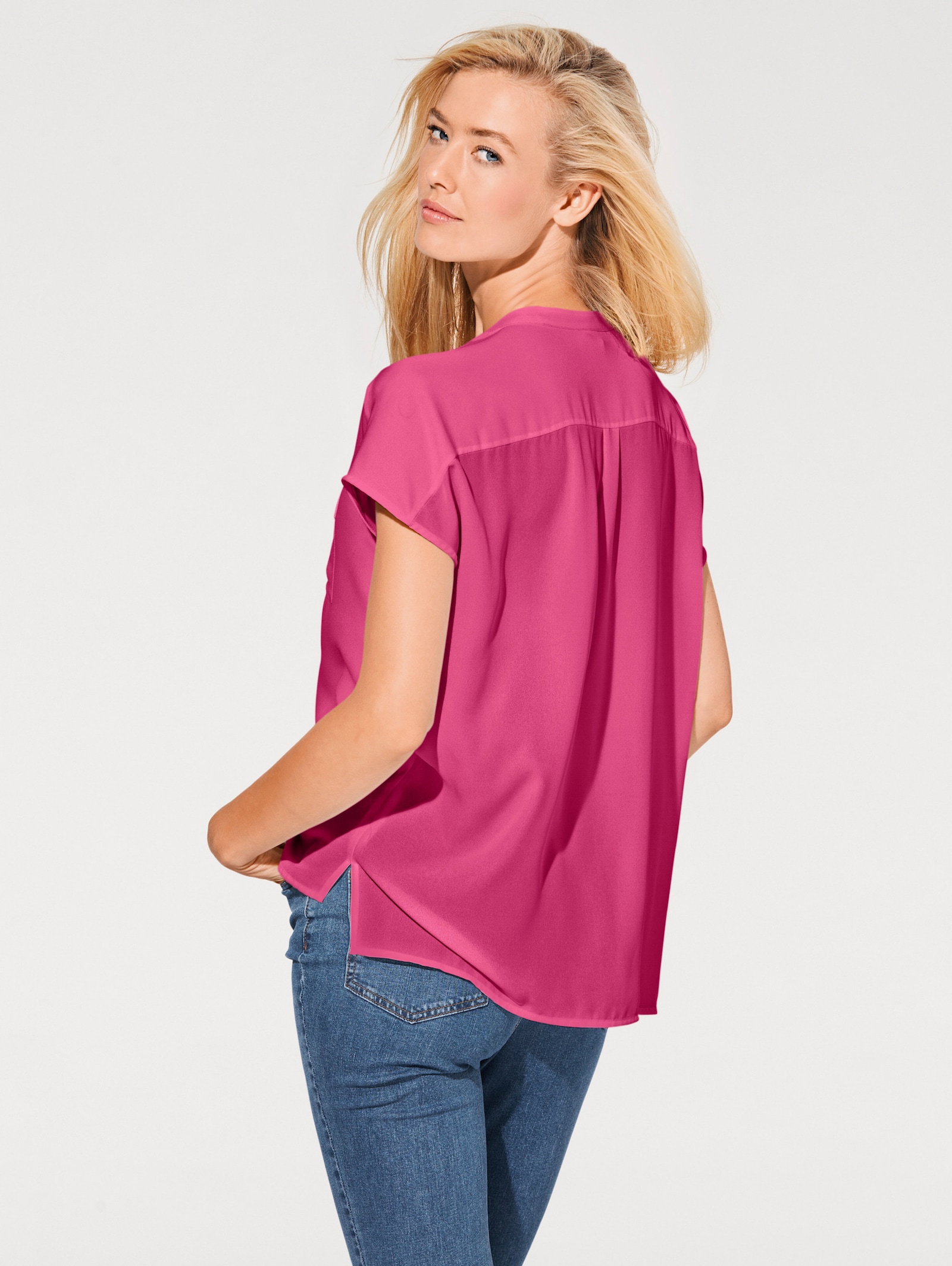 heine Kurzarm-Bluse in Oversize-Passform - pink
