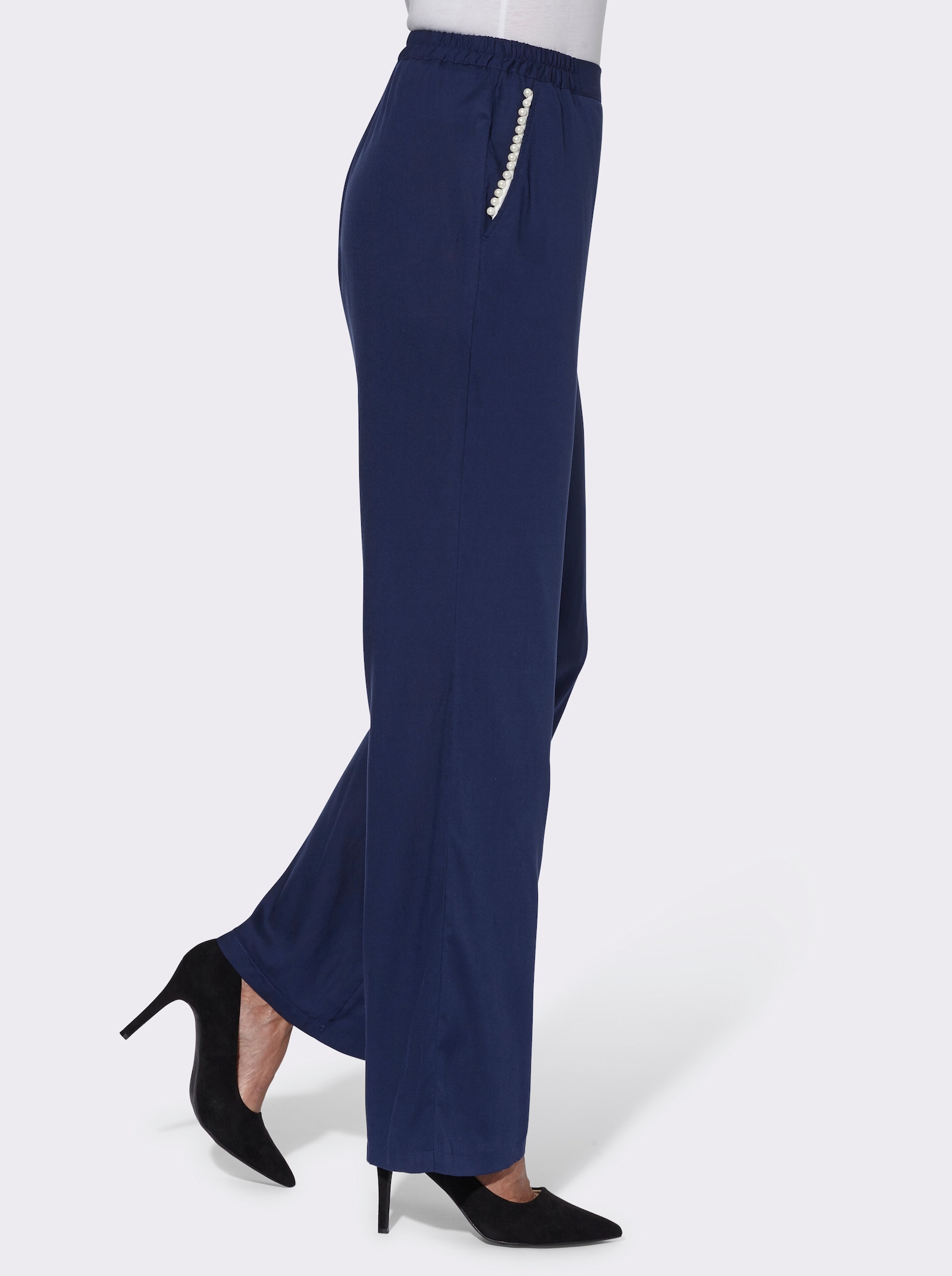 Schlupfhose mit leicht ausgestelltem Bein - dunkelblau
