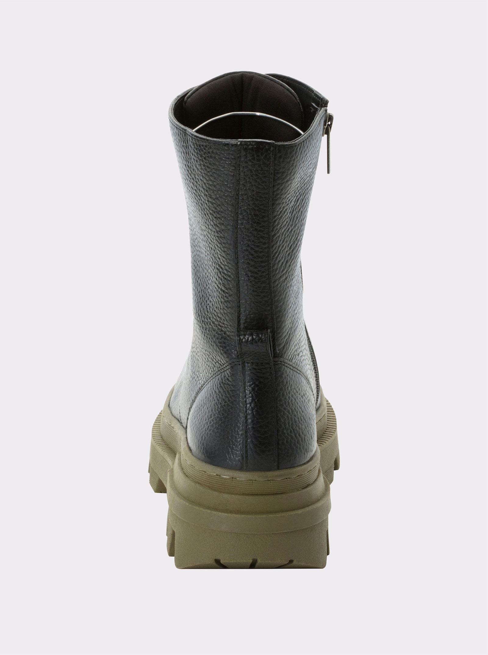 sheego Stiefelette mit Schnürung - schwarz-khaki