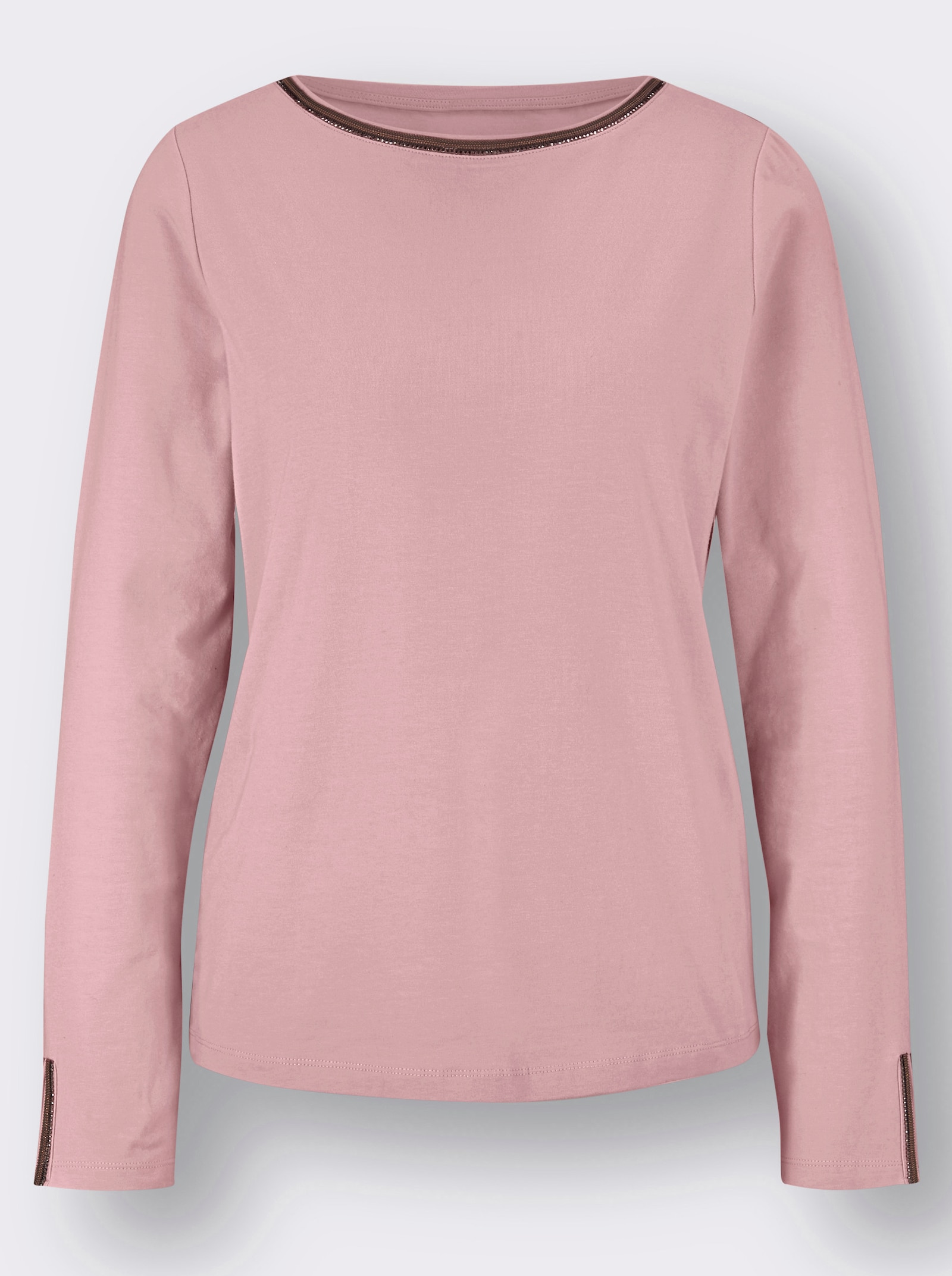 Langarmshirt mit U-Boot-Ausschnitt - hortensie