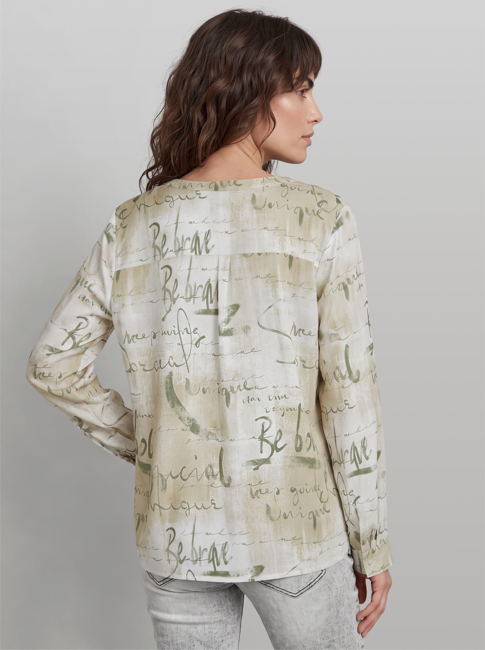 heine Druckbluse aus Viskose - ecru-beige-bedruckt