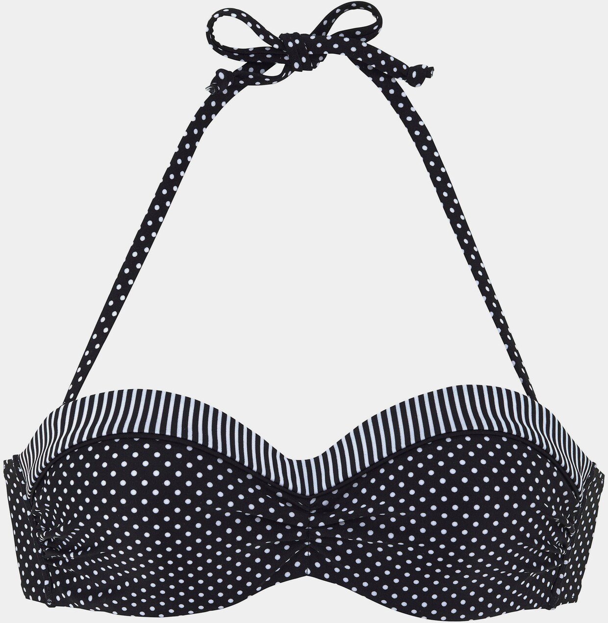 s.Oliver Bandeau-Bikini-Top - schwarz-weiß-gepunktet