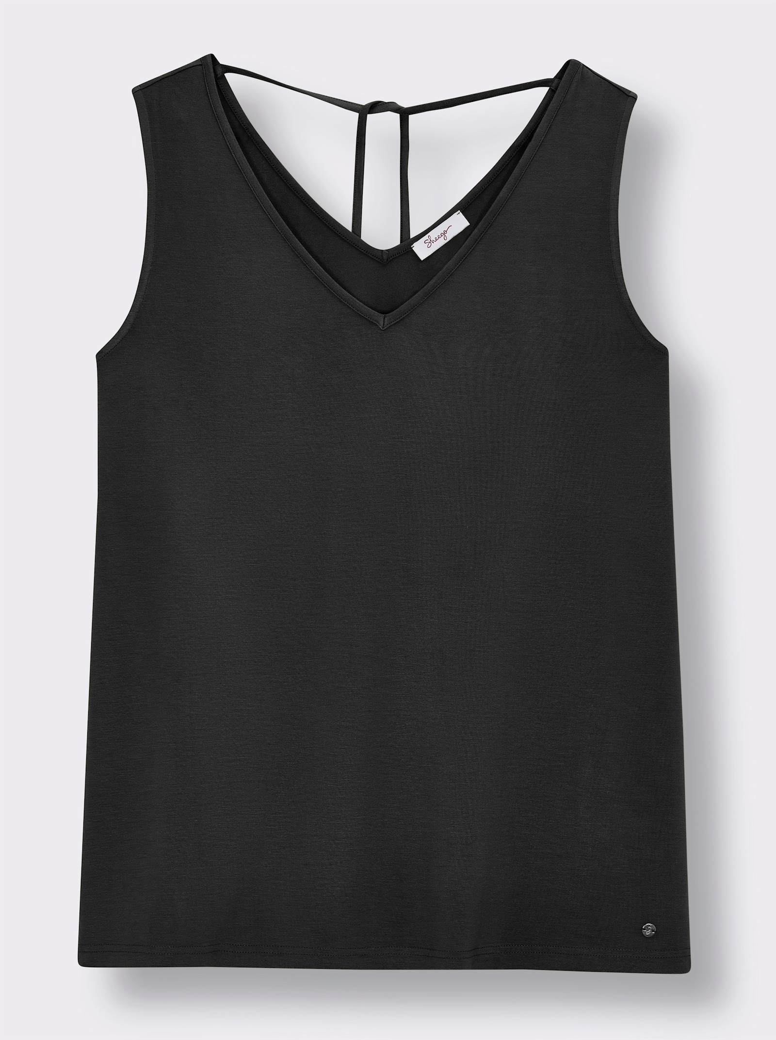 sheego Shirttop mit Bindeband im Nacken - schwarz