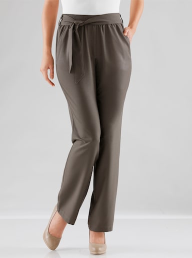 Palazzohose mit Bindegürtel - khaki