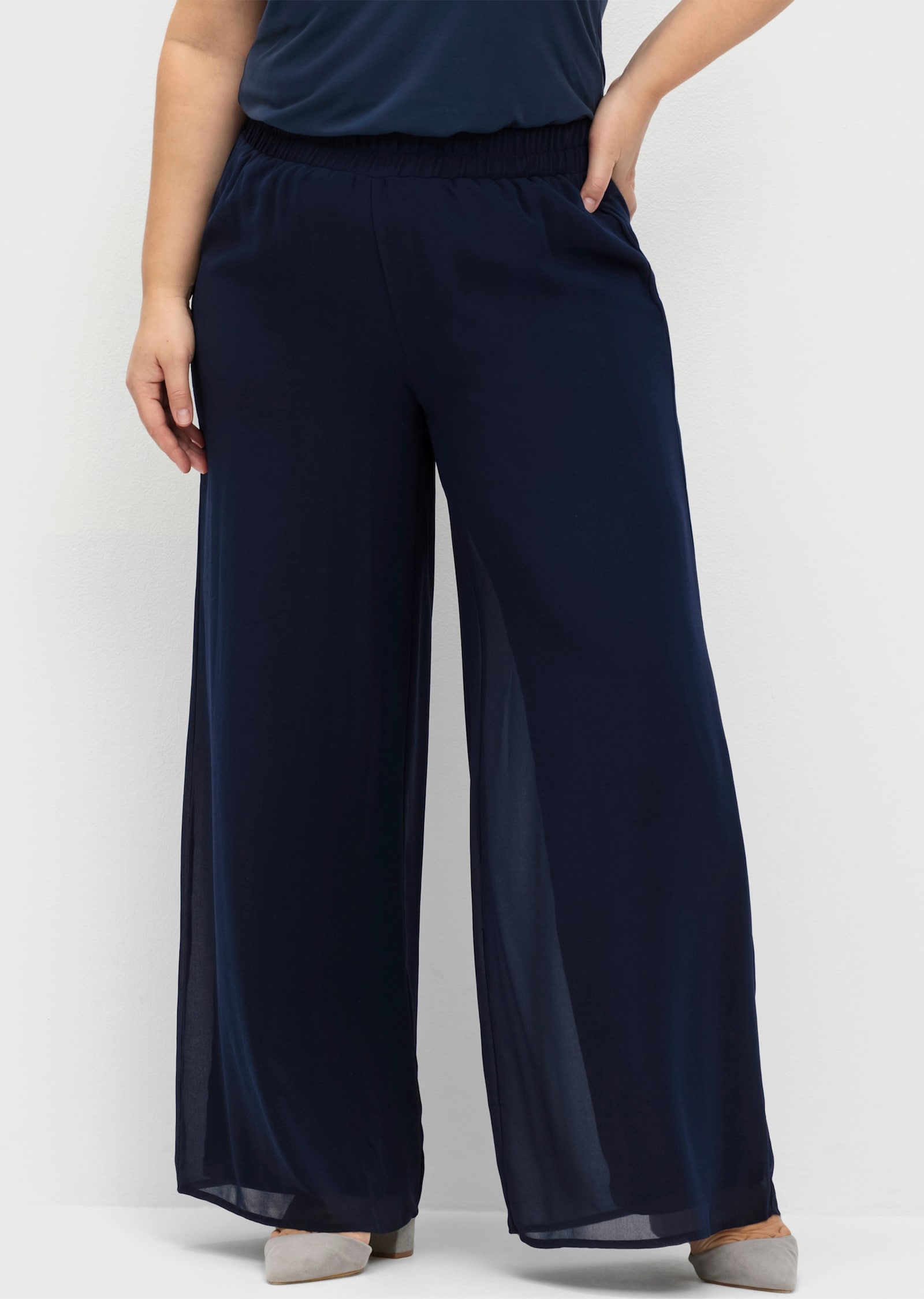 sheego Palazzohose aus Chiffon, im Lagenlook - marine