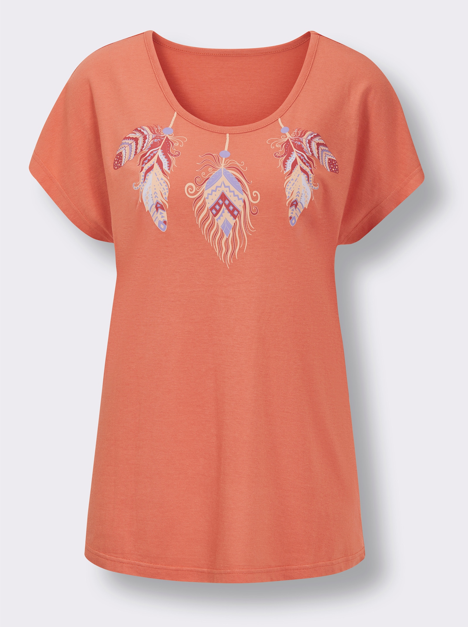 wäschepur Shorty mit Federprint - papaya-ecru-bedruckt