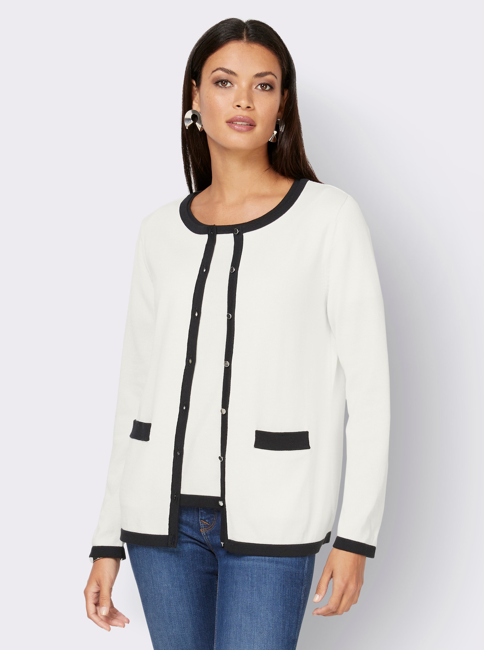 Twin-Set aus Pima-Baumwolle - ecru-schwarz