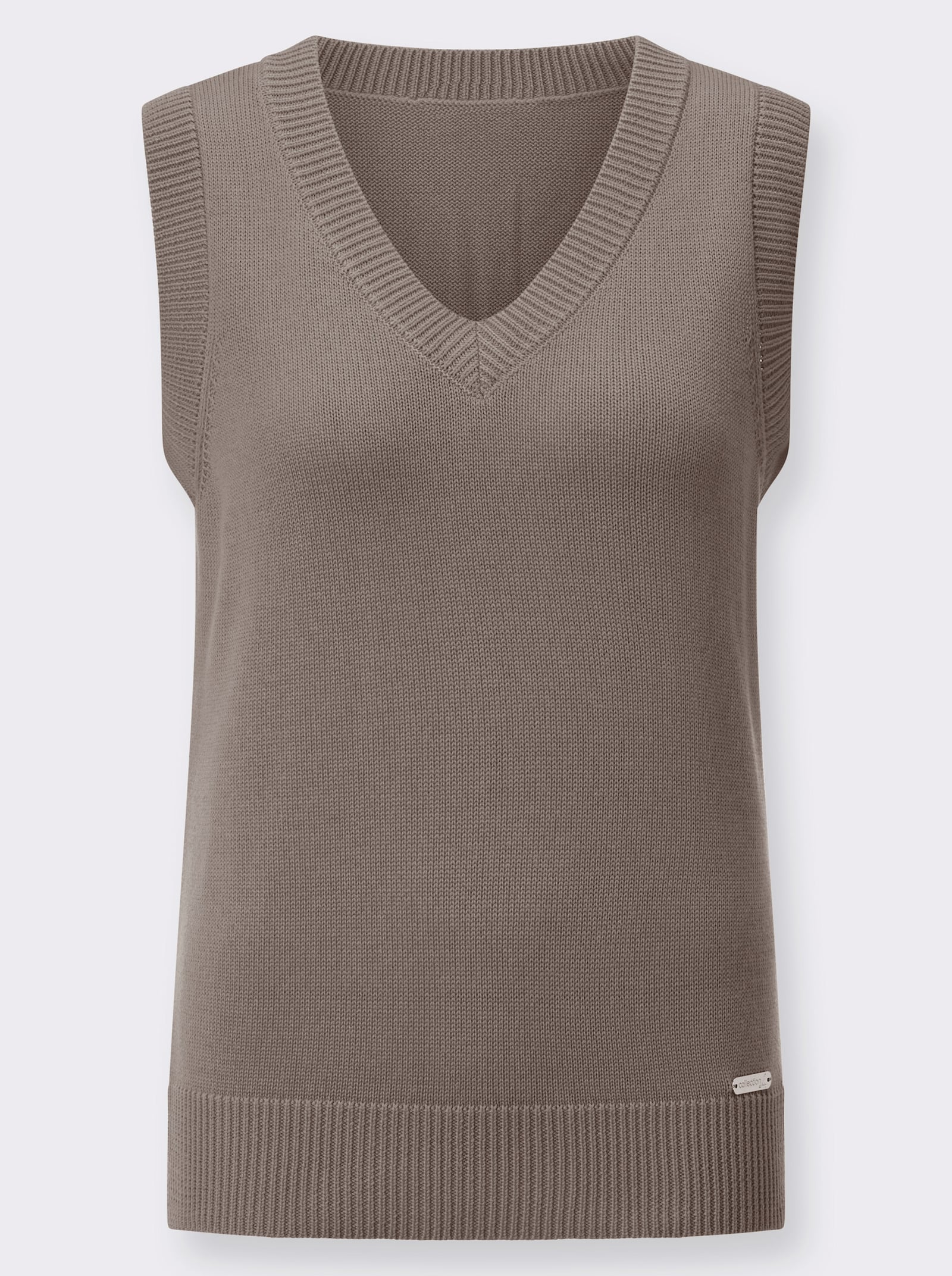 Pullunder mit Ripp-Abschlüssen - taupe-meliert