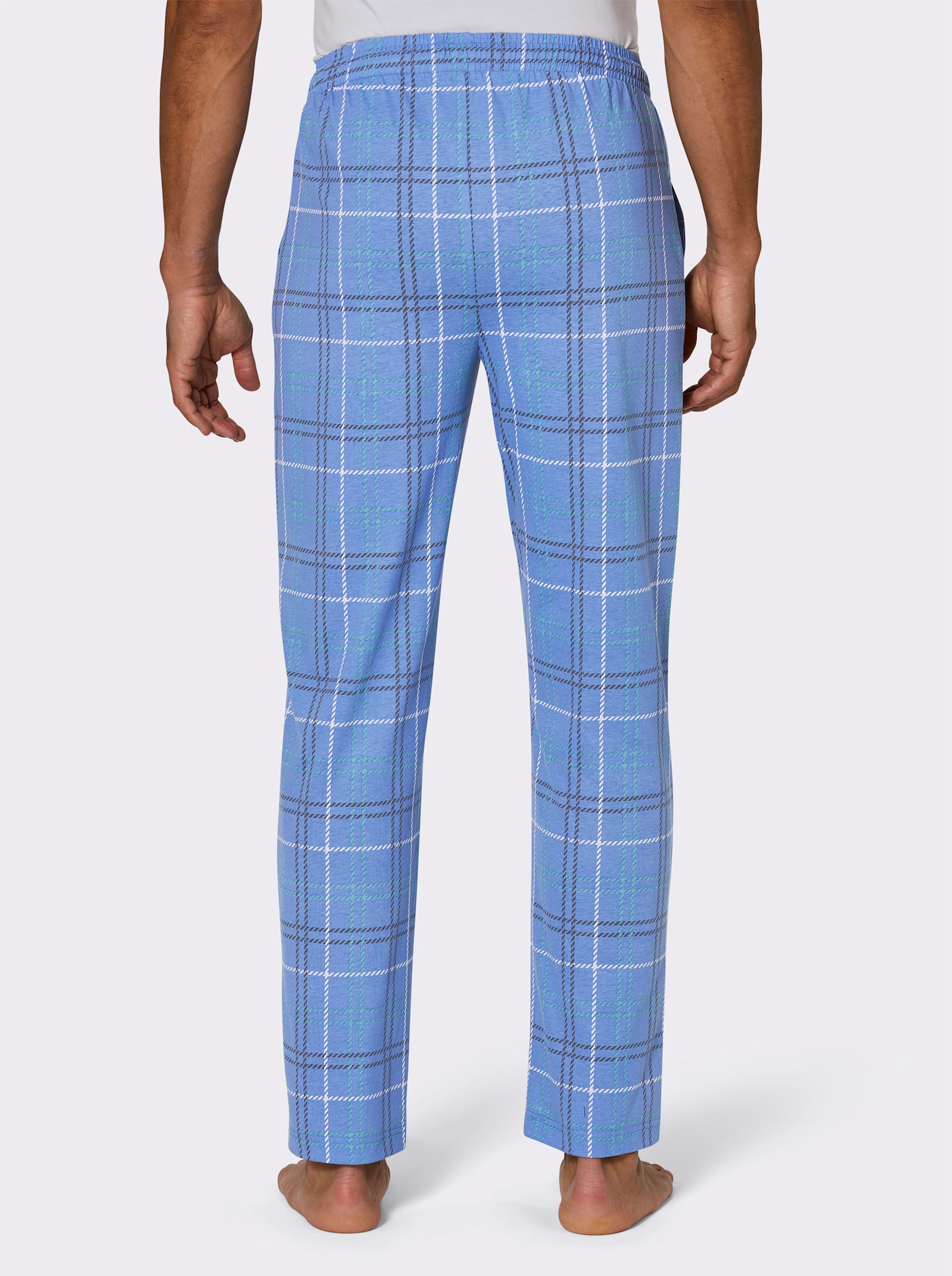wäschepur men Hose lang - mittelblau-ozean-kariert