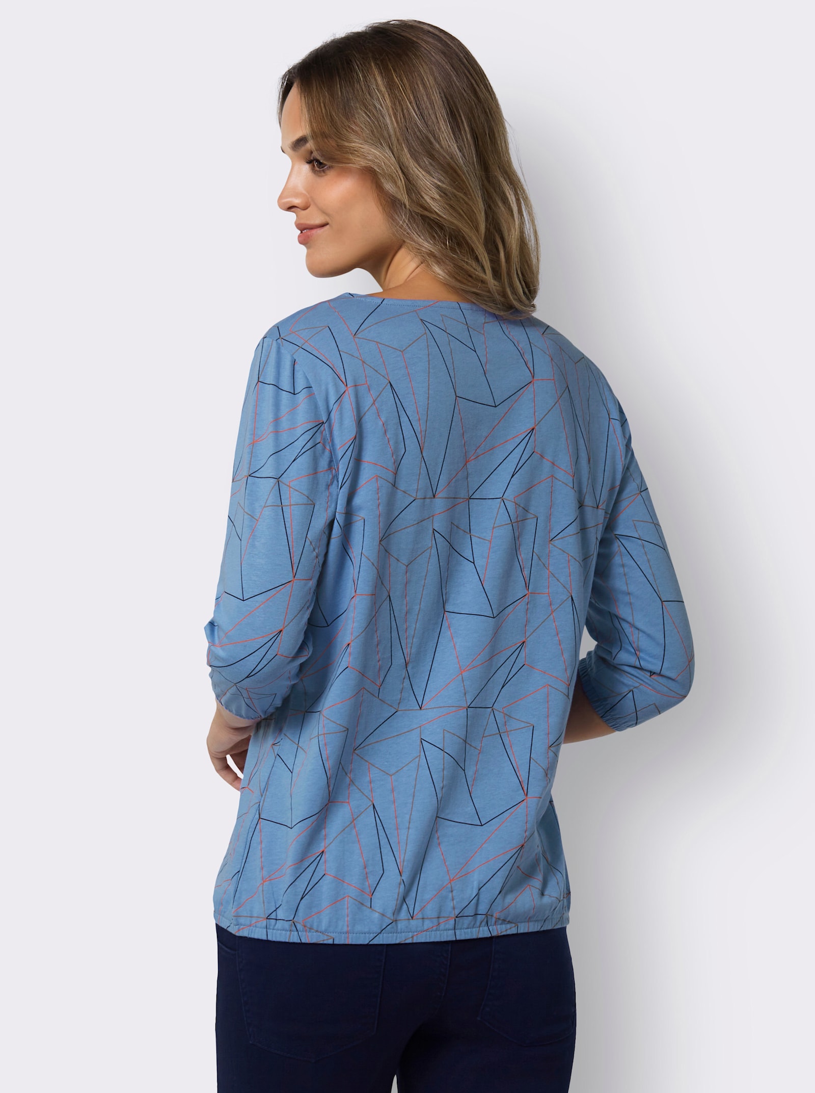 3/4-Arm-Shirt mit Allover-Print - mittelblau-hummer-bedruckt