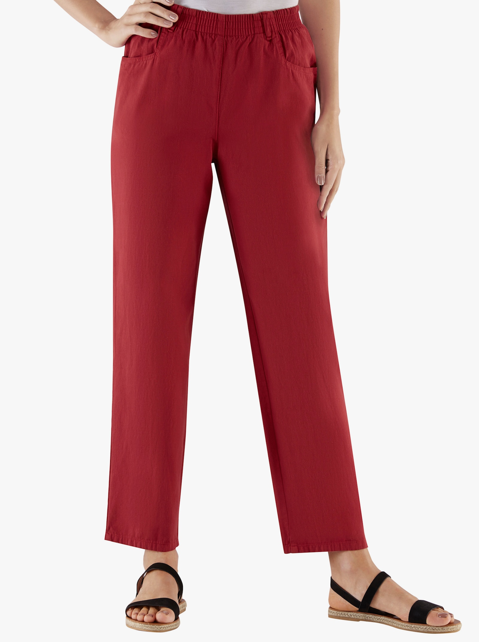 Schlupfhose aus Baumwolle, pflegeleicht - weinrot