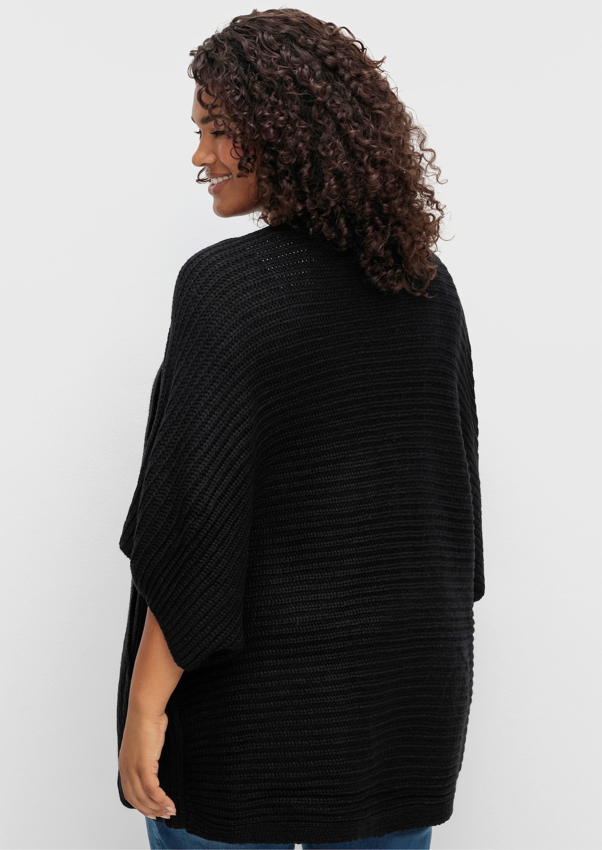 Strickjacke in Oversize-Form - schwarz