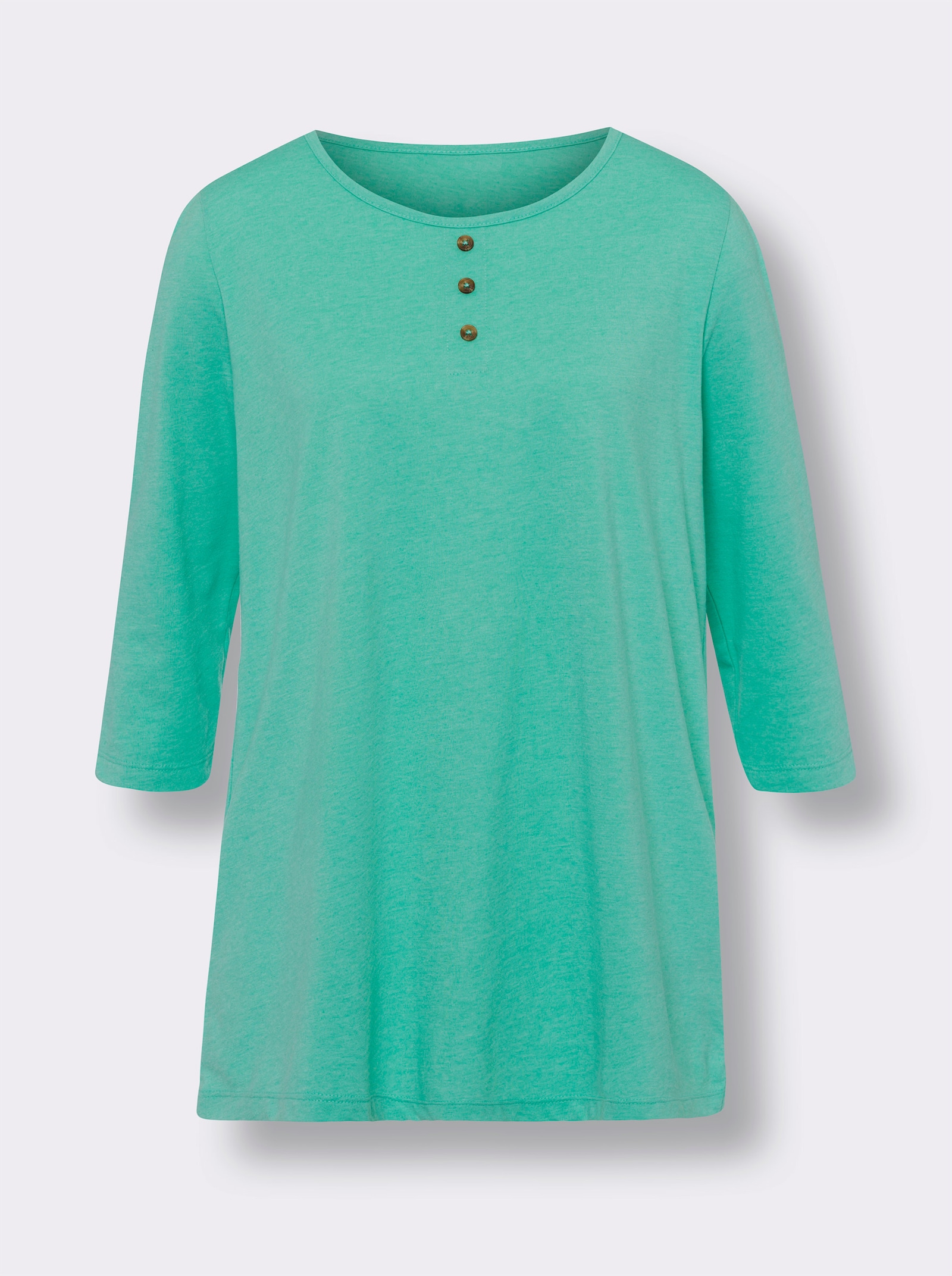 Longshirt mit 3/4-Ärmeln - blaugrün-meliert
