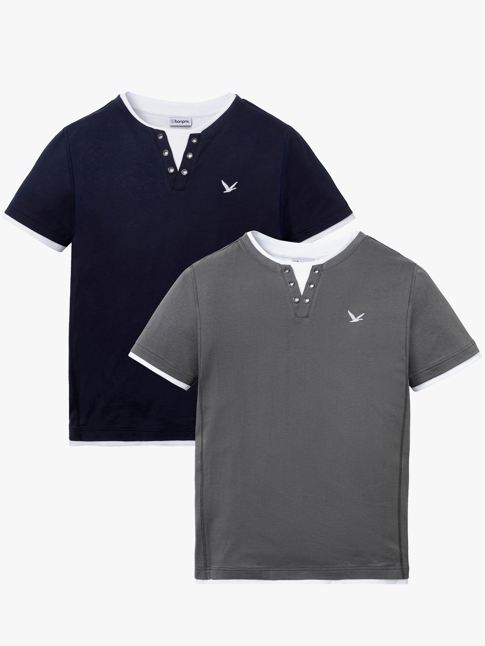 Kurzarmshirt im Doppelpack - marine + anthrazit